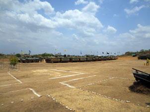 БТРы, БМП и танки Т-72 на открытии биатлона.