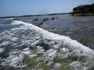 Коралловая отмель атолла Бока Сека во время отлива.