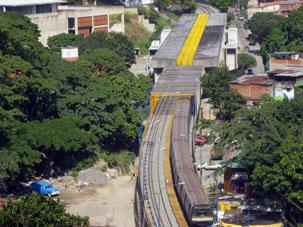 Вид на линию метро Каракаса с холма Эль Силенсио.