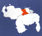 Штат Ансоатеги на карте Боливарианской Республики Венесуэлы.