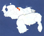 Штат Арагуа на карте Боливарианской Республики Венесуэлы.