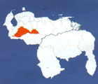 Штат Баринас на карте Боливарианской Республики Венесуэлы.