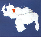Штат Кохедес на карте Боливарианской Республики Венесуэлы.