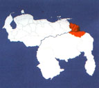 Штат ельта-Амакуро на карте Боливарианской Республики Венесуэлы.