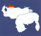 Штат Фалькон на карте Боливарианской Республики Венесуэлы.