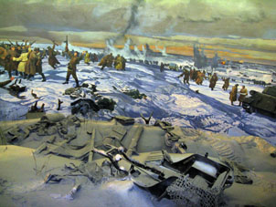 Panorama de la Batalla de Estalingrado en el mueso de la Guerra en el Parque de la Victoria en Moscú.