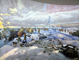 Panorama de la Batalla de Estalingrado en el mueso de la Guerra en el Parque de la Victoria en Moscú.