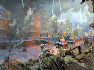 Panorama de Defensa de Leningrado (actualmente la ciudad se llama San Petersburgo). Bloqueo de Leningrado.