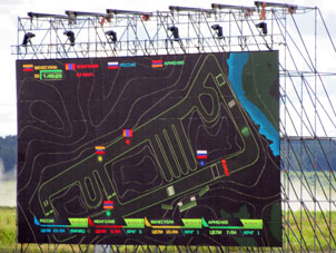 Mapa de la competición en la pantalla.