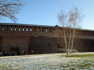 Muralla sureña del Kremlin (alcázar) de Kolomna.