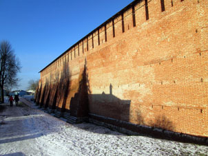 Muralla oriental del Kremlin (alcázar) de Kolomna.