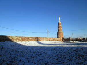 Una estructura de fortificación dentro del Kremlin (alcázar) de Kolomna.
