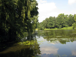 El estanque del parque Kuzminki en Moscú.