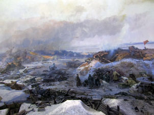 El panorama de la Batalla de Estalingrado ilustra un día de enero (existe la fecha exacta, pero los artistas agregaron varias escenas de los otros días) de 1943.