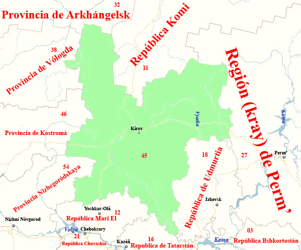 Situación de la provincia de Kírov