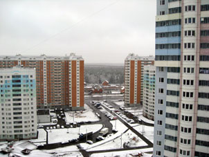 Primera nieve en Moscú. Vista desde mi balcón.