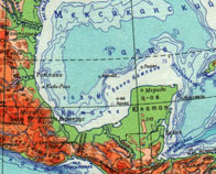 Полуостров Юкатан на физической карте.
